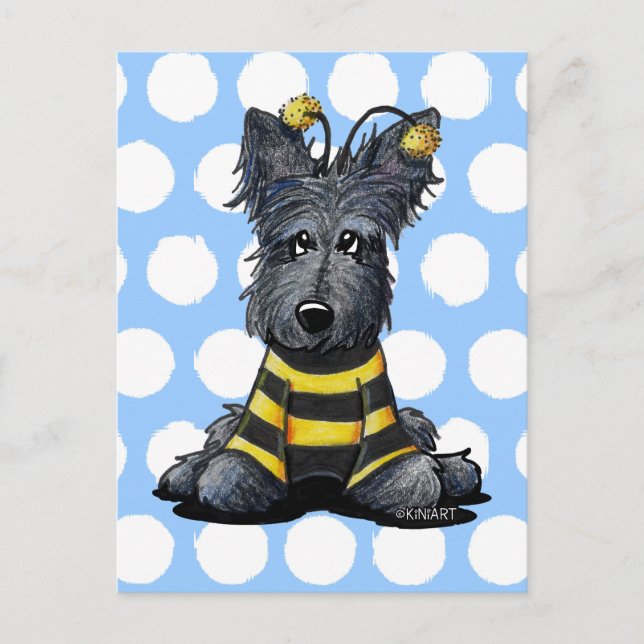 Cartão Postal Scottie Dog Bee (Frente)