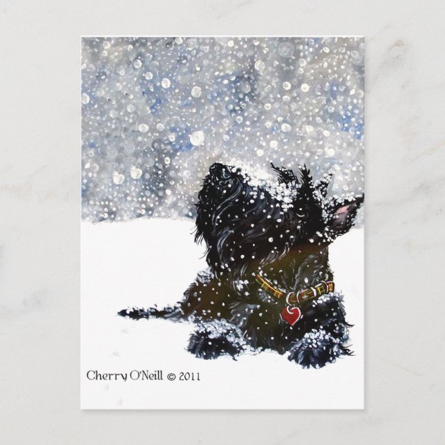 Cartão Postal Scottie in the Snow (Frente)