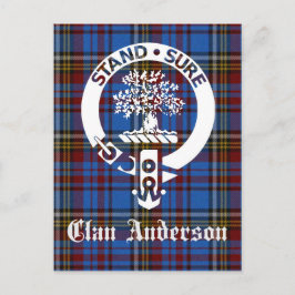 Cartão Postal Scottish Clan Anderson Crest & Tartan
