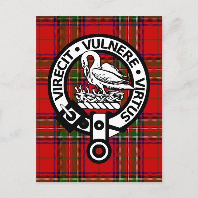 Cartão Postal Scottish Clan Stuart Tartan e Crest (Frente)