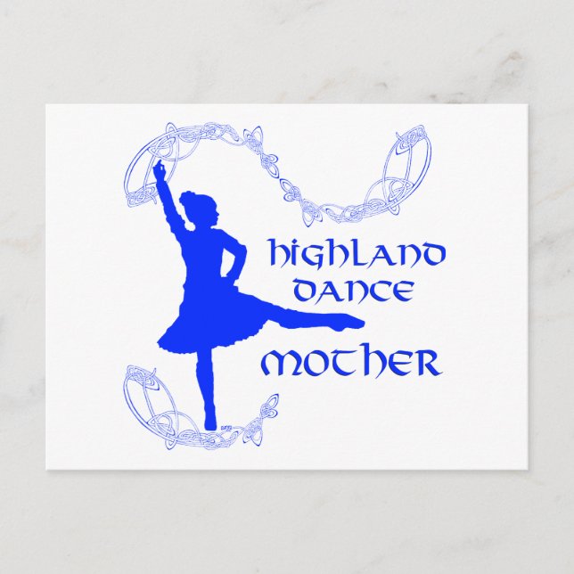Cartão Postal Scottish Highland Dance Mãe - Azul (Frente)