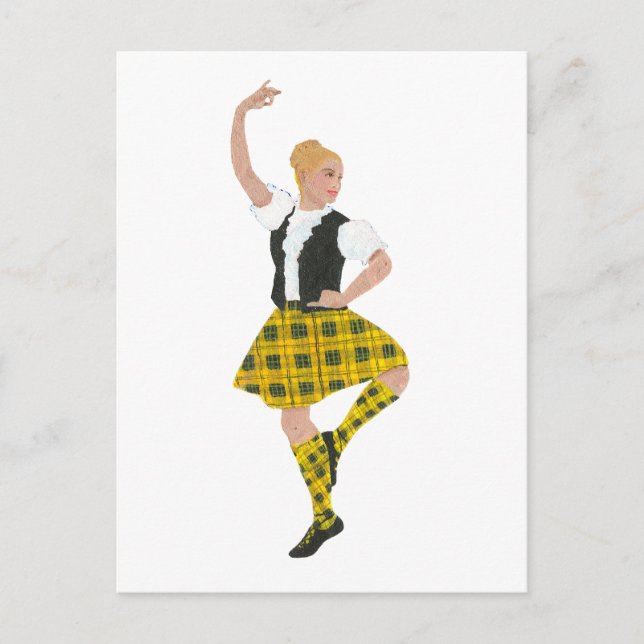 Cartão Postal Scottish Highland Dancer MacLeod Tartan (Frente)