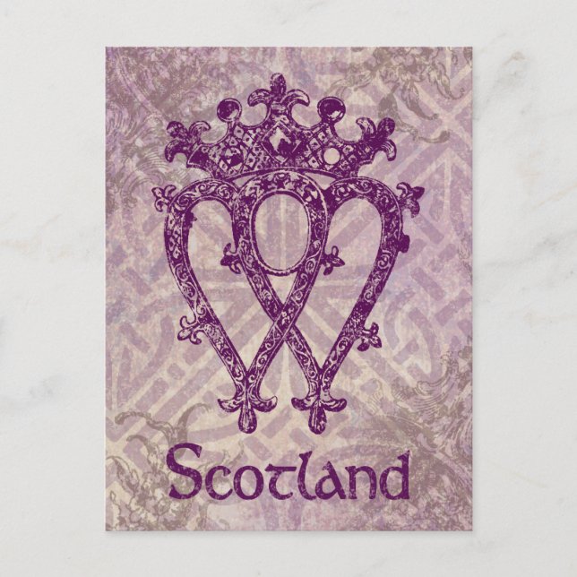 Cartão Postal Scottish Luckenbooth Purple Celtic Knot (Frente)