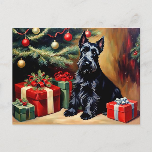 Cartão Postal Scottish Terrier Christmas (Frente)