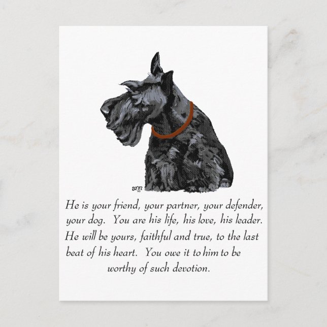 Cartão Postal Scottish Terrier Keepsasael - Cachorro MALE (Frente)