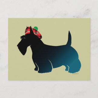 Cartão Postal Scottish Terrier Red Xadrez Hat