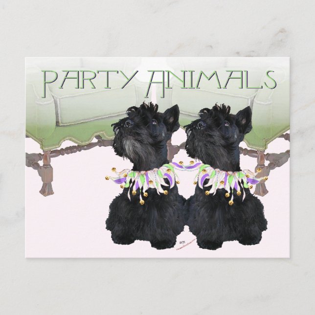 Cartão Postal Scottish Terriers Party Animal (Frente)