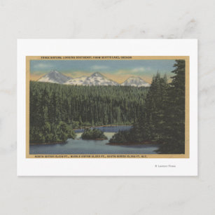 Cartão Postal Scotts Lake, Oregon - Visão das Três Irmãs