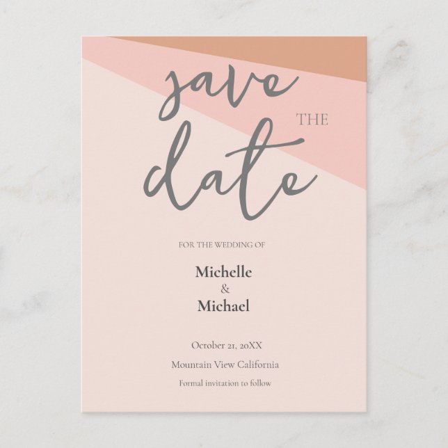 Cartão Postal Script Calliographic Wedding Modern Save the Date (Frente)