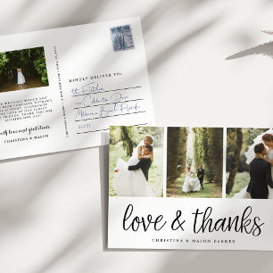 Cartão Postal Script Chic Foto De Casamento Múltiplo Obrigado