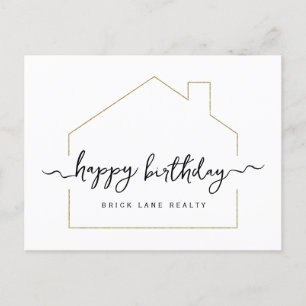 Cartão Postal Script de Assinatura Feliz Aniversário Imobiliária