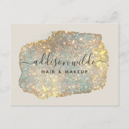 Cartão Postal Script de Assinatura Holográfico Glam Moderno Bril