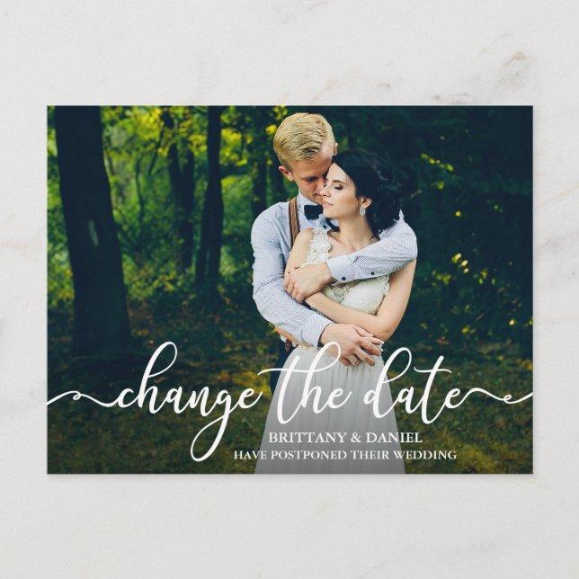 Cartão Postal Script De Caligrafia Elegante Altera A Foto Da Dat (Frente)