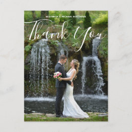 Cartão Postal Script de caligrafia foto personalizada casamento