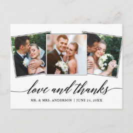 Cartão Postal Script de Caligrafia Moderna 3 Foto Amor e Agradec