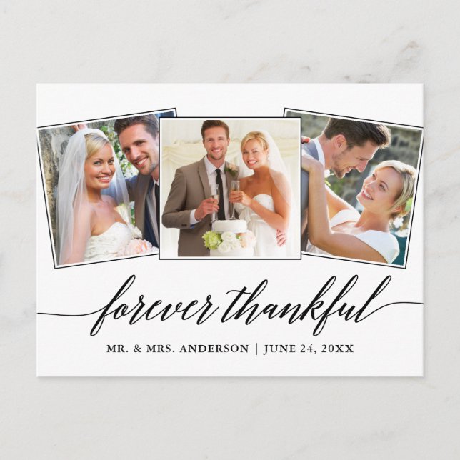 Cartão Postal Script de Caligrafia Moderna 3 Foto Para Sempre Gr (Frente)