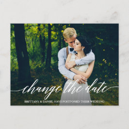 Cartão Postal Script de Caligrafia Moderna Altera a Foto da Data