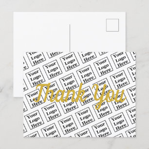 Cartão Postal Script de Ouro Obrigado Seu Logotipo Aqui Modelo