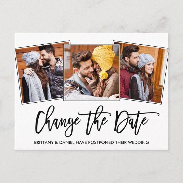 Cartão Postal Script De Pincel Altera A Foto Da Data 3 (Frente)