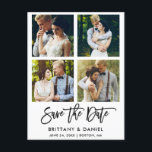 Cartão Postal Script de Pincel Moderno 4 Foto Salva A Data<br><div class="desc">Script de Pincel Moderno 4 Foto Salva O Cartão-Postal De Data</div>