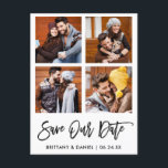 Cartão Postal Script de Pincel Moderno Salva nossa Colagem de Fo<br><div class="desc">Script de Pincel Moderno 4 Foto Salva Nosso Cartão-Postal de Data</div>