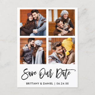 Cartão Postal Script de Pincel Moderno Salva nossa Colagem de Fo