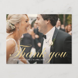 Cartão Postal script divertido obrigado de casamento você cart