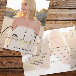Cartão Postal Script Dourado do Modelo de Fotografia Minimalista