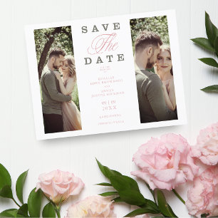 Cartão Postal Script elegante com Casal de 2 Fotografias barato