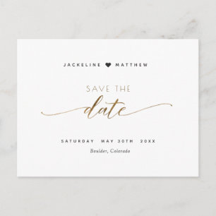 Cartão Postal Script Elegante e Simples, Casamento Salve a Data