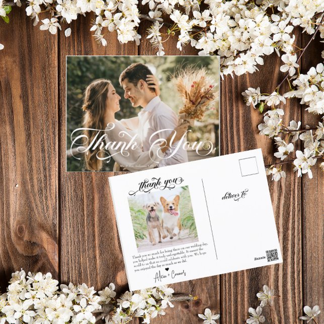 Cartão Postal Script Foto Casamento Obrigado (Criador carregado)