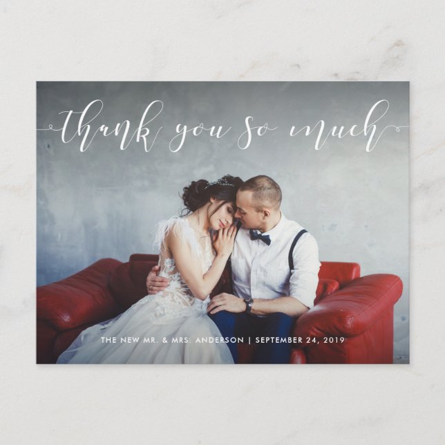 Cartão Postal Script Loving | Obrigado com a Foto (Frente)