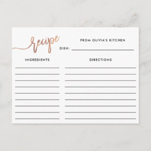 Cartão Postal Script manuscrito Dourado Faux Rosa   Placa de rec