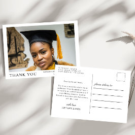 Cartão Postal Script Moderno 3 Fotos Agradecimento de Formatura
