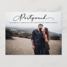 Cartão Postal Script Moderno Adiou Casamento Altere a Data