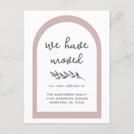 Cartão Postal Script Moderno de Novo Endereço com Botânica Simpl