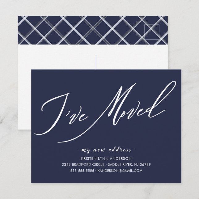 Cartão Postal Script moderno que movi o lançamento móvel (Frente/Verso)