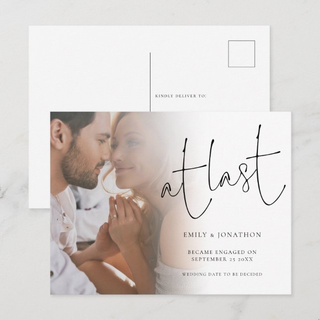 Cartão Postal Script No Último Anúncio Do Noivado De Fotografia (Frente/Verso)