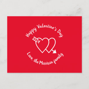 Cartão Postal script personalizado de corações vermelhos do fe