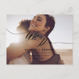 Cartão Postal Script preto fazemos elegante foto de casamento