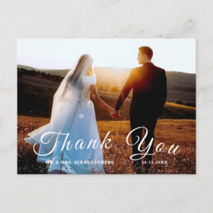 Cartão Postal Script Simples e Elegante Foto Personalizada Obrig