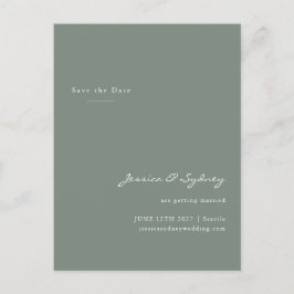 Cartão Postal Script Verde Mínimo Moderno Sage Salvar Data
