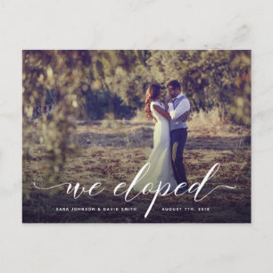 Cartão Postal Script We Eloped Elopement Announcement Postcard