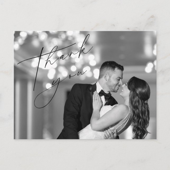 Cartão Postal Script Wedding Thank You Post Card (Frente)