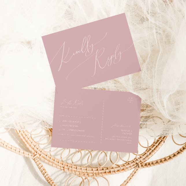 Cartão Postal Script Whimsical | RSVP de Solicitação de Música R (Criador carregado)