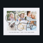 Cartão Postal Scripts Elagant Personalizados 6 Fotos Universais<br><div class="desc">Fotos personalizadas de 6 famílias Universal Saudações Cartões postais com uma colagem de fotos de na moda com 6 imagens personalizadas,  sua mensagem de saudação em uma fonte elegante de script manuscrito,  seu nome,  data,  ano,  mensagem no verso em uma fonte moderna e simples sans serif.</div>