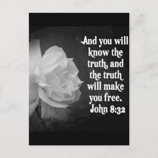 Cartão Postal SCRIPTURE John 8:32 Flores Pretas / Brancas