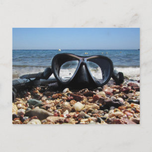 Cartão Postal Scuba Mask and Snorkel on Beach, Red Sea, Egito