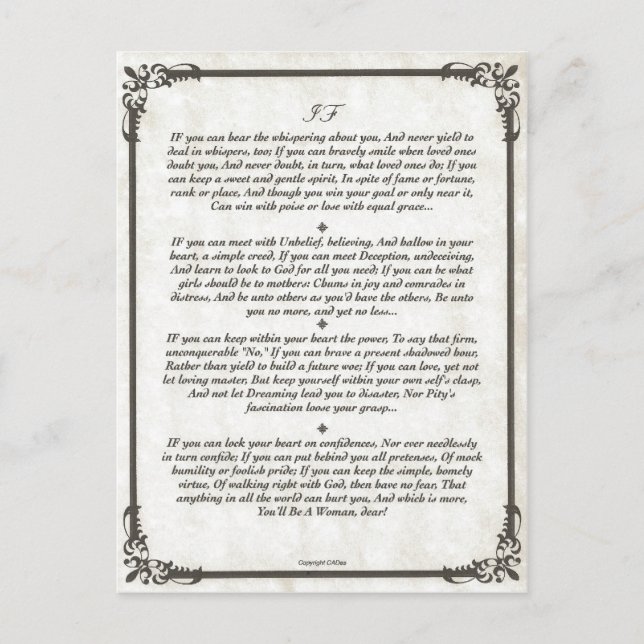Cartão Postal Se Poem for Girl. (Frente)