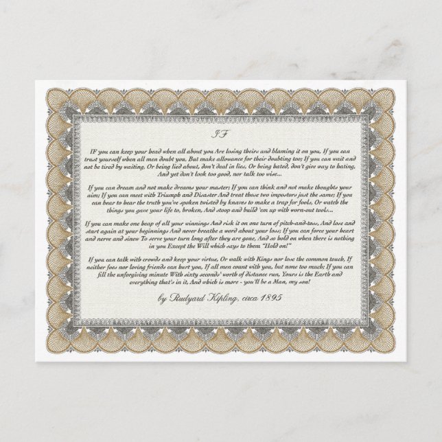 Cartão Postal SE = Um Poema Inspirador para Homens Jovens (Frente)
